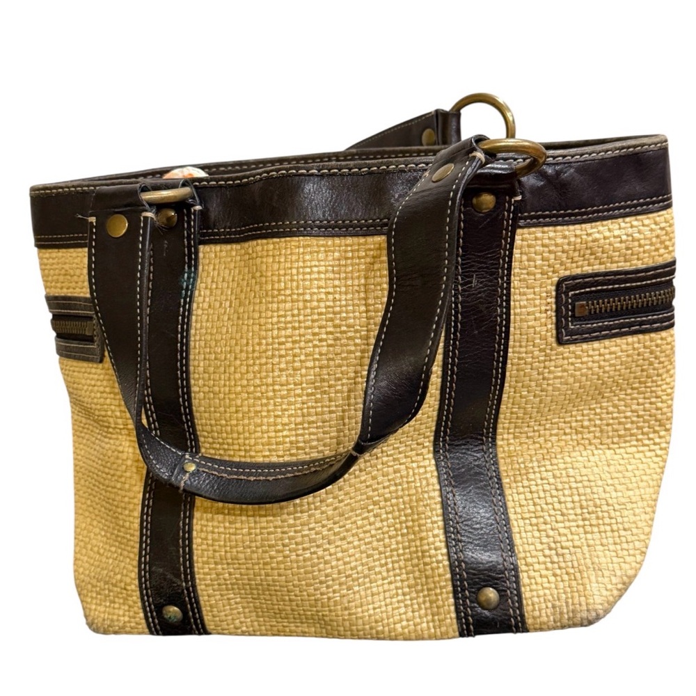 Coach vintage woven straw and Black trim Shoulder Bag L05K - 113 - Picture 2 of 8